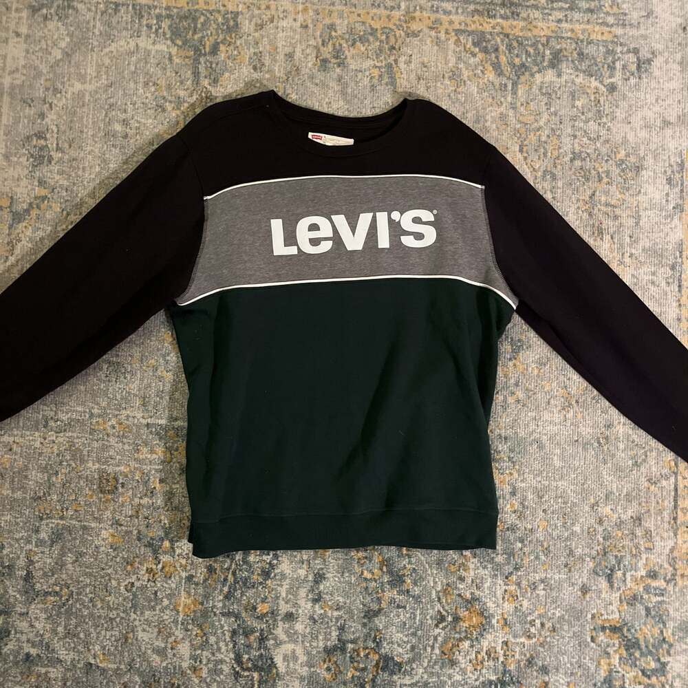 Vintage Levi's Sweatshirt, Size XL, Black, Grey, Green.